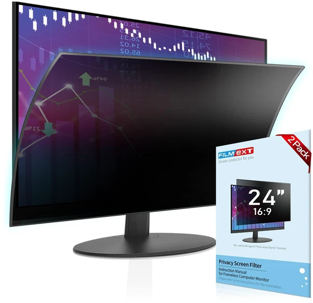 Main image of [2 Pack Removable 24 Inch Computer Privacy Screen Filter for 16:9 All-in-One Desktop/Frameless Monitor - Blue Light UV Blocking Privacy Shield for Thin Bezel Computer