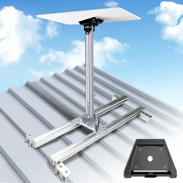 Main image of Adjustable Starlink Gen 3 Roof Mount, Stainless Steel Starlink Mounting Kit Gen 3 for Standing Seam Metal Roof with 0-30° Adjustable Starlink Gen 3 Adapter
