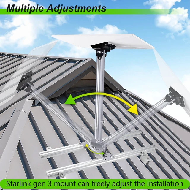Alt view image 3 of 4 - Adjustable Starlink Gen 3 Roof Mount, Stainless Steel Starlink Mounting Kit Gen 3 for Standing Seam Metal Roof with 0-30° Adjustable Starlink Gen 3 Adapter