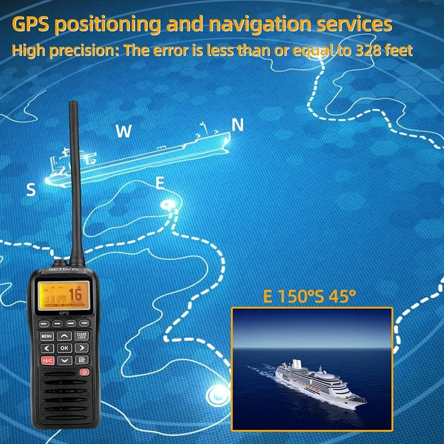 Alt view image 3 of 4 - RM40 Marine Radio with GPS,DSC Distress Call,Mob Alarm,IP67 Waterproof Floating Handheld Radio,NOAA Weather Alert,1500mAh Battery,International Channels,for Boats Sailing Coast Guard (1 Pack)