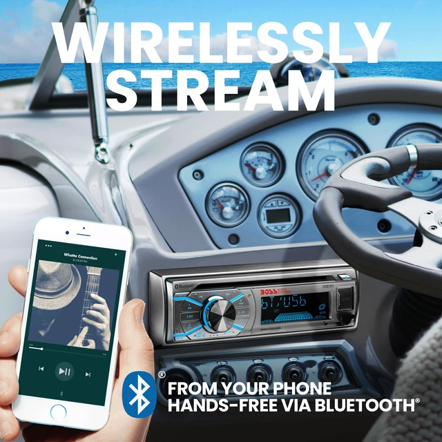 Alt view image 3 of 4 - MR500UABS Marine Boat Stereo Single Din, Bluetooth, CD DVD Player, AM/FM Radio Receiver, USB