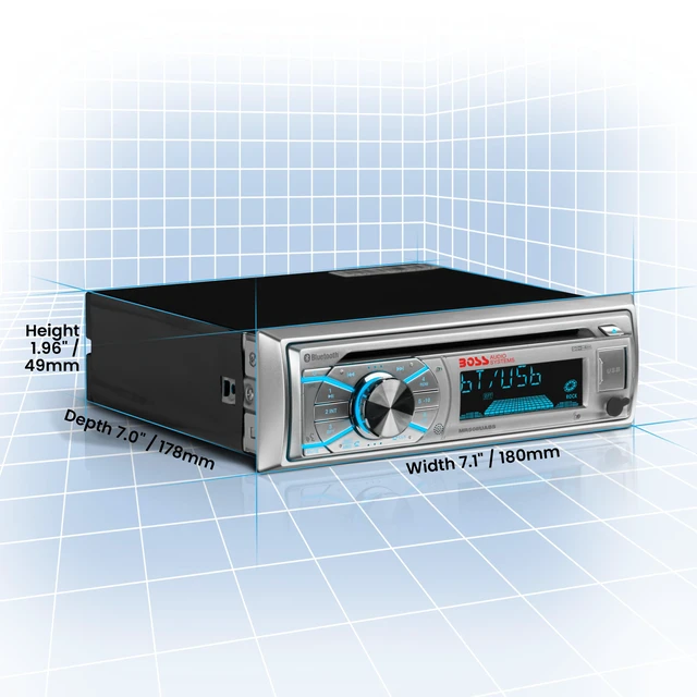 Alt view image 4 of 4 - MR500UABS Marine Boat Stereo Single Din, Bluetooth, CD DVD Player, AM/FM Radio Receiver, USB