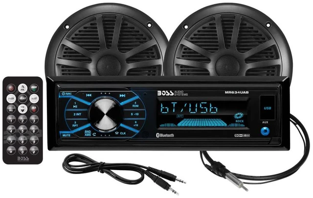 Main image of MCBK634B.6 Marine Boat Stereo & 6.5 Inch Speakers - Bluetooth, No CD DVD Player, Radio Receiver Head Unit, Dipole Antenna