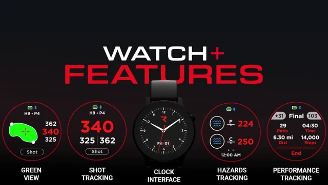 Alt view image 3 of 4 - Watch+ Golf GPS Watch LCD Touchscreen, Embedded GPS, 42,000+ Courses, Dynamic Pin Positioning, Performance Tracking Gir Fairways Putts, FCB Hazard Distances, Shot Tracker, Green View, IPX7 Waterproof