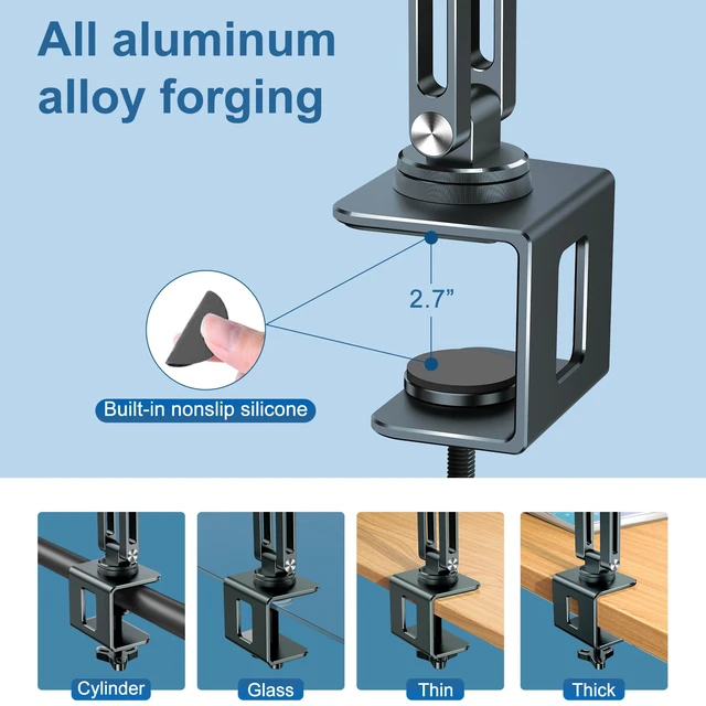 Alt view image 6 of 7 - Laptop Mount for Desk, Tablet Arm Mount with 360° Rotating, Aluminum Laptop Tray Adjustable, Foldable Computer Stand/Holder, Fit for 11-15 Inch Laptops (Grayish Green)
