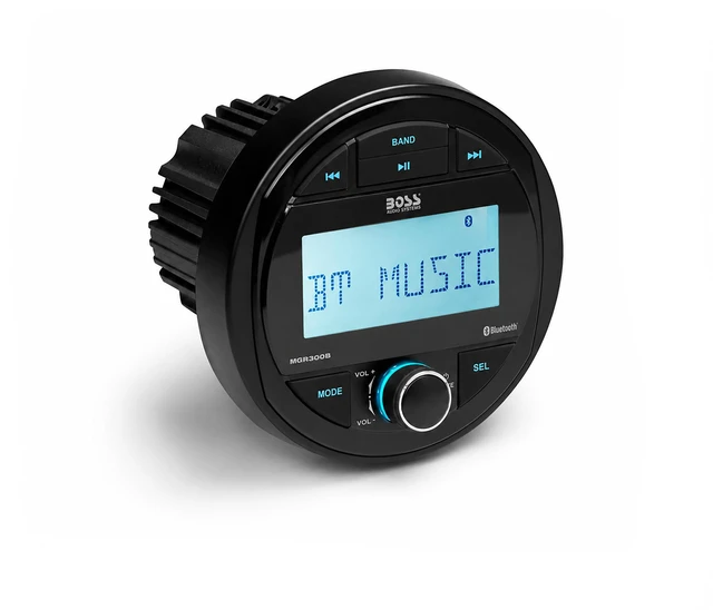 Main image of MGR300B Marine Boat Stereo Gauge Receiver - Bluetooth, No CD DVD Player, AM/FM Radio, IPX5 Weatherproof, USB, MP3