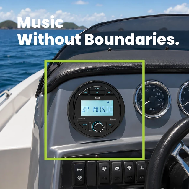 Alt view image 4 of 4 - MGR300B Marine Boat Stereo Gauge Receiver - Bluetooth, No CD DVD Player, AM/FM Radio, IPX5 Weatherproof, USB, MP3