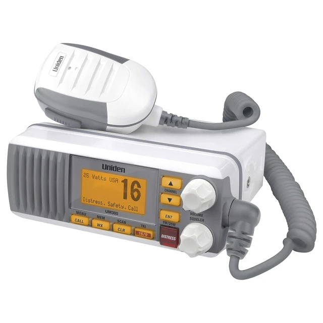 Alt view image 2 of 7 - UM385 25 Watt Fixed Mount Marine Vhf Radio, Waterproof IPX4 with Triple Watch, Dsc, Emergency/Noaa Weather Alert, All Usa/International/Canadian Marine Channels, Memory Channel Scan, White