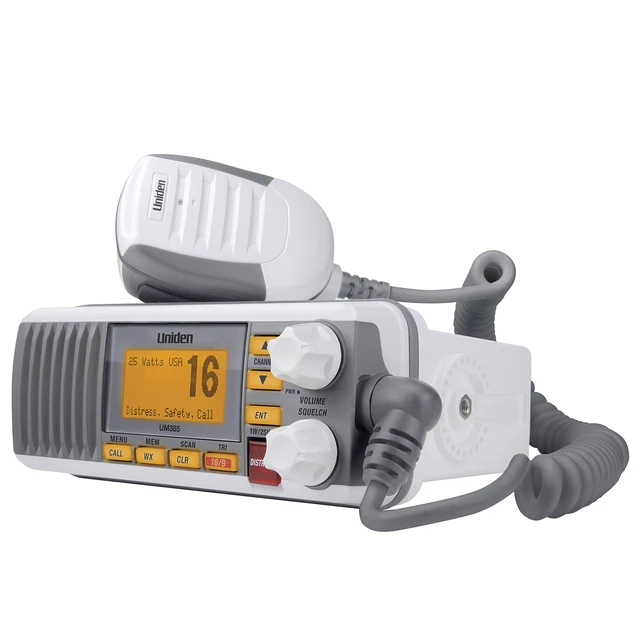 Alt view image 3 of 7 - UM385 25 Watt Fixed Mount Marine Vhf Radio, Waterproof IPX4 with Triple Watch, Dsc, Emergency/Noaa Weather Alert, All Usa/International/Canadian Marine Channels, Memory Channel Scan, White