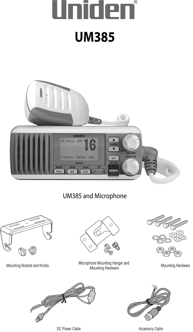 Alt view image 7 of 7 - UM385 25 Watt Fixed Mount Marine Vhf Radio, Waterproof IPX4 with Triple Watch, Dsc, Emergency/Noaa Weather Alert, All Usa/International/Canadian Marine Channels, Memory Channel Scan, White