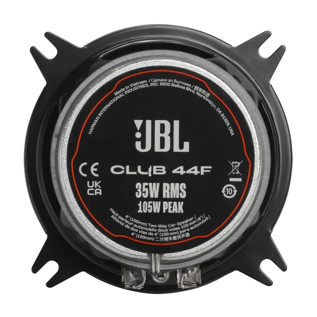 Alt view image 3 of 5 - Club 44F - 4" (100mm) Two-Way Car Speaker, 35W RMS, 105W Peak, Sensitivity (@ 2.83V): 90dB, Frequency Response: 75Hz 20kHz, Nominal Impedance: 3.0 ohms