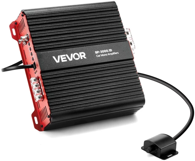Main image of Monoblock Car Amplifier, 3000W RMS MAX, 1/2/4 Ohm Stable, 1-Channel Class D Car Audio Amplifier with Remote Subwoofer Level Control, Low Pass Filter and Bass Boost, Volume Controller Included