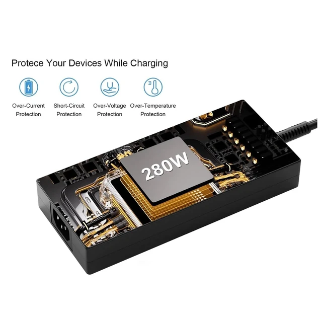 Alt view image 5 of 6 - 280W Laptop Charger Compatible with Asus Rog Strix G18 G17 G16 G15 Laptop adp-280eb b Charger adp-280eb f Charger adp-280bb b Power Supply Adapter Cord