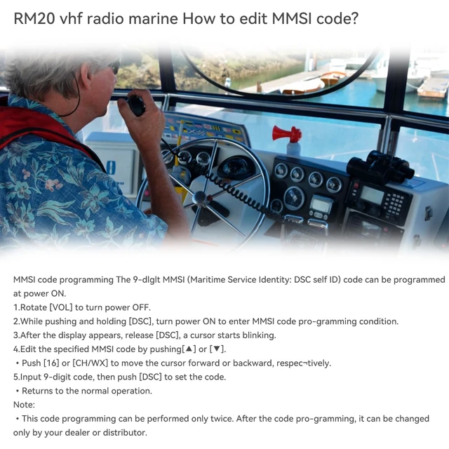 Alt view image 6 of 7 - RM20 Marine VHF Radio Fixed Mount, 25W, Boat Marine Radio with Built in GPS, DSC, IP67 Waterproof, NOAA Weather, International Channels, Ship to Shore Radio for Boats, Black