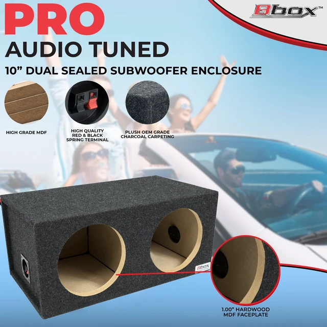 Alt view image 6 of 7 - BBox E10D Dual 10" Sealed Carpeted Subwoofer Enclosure, Black