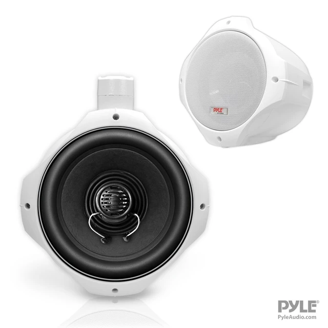 Alt view image 3 of 7 - Waterproof Marine Wakeboard Tower Speakers - 8in Dual Subwoofer Speaker Set and 1 Tweeter with 300 Watt Power - 2-Way Boat Audio Stereo System with Mounting Bracket - 1 Pair PLMRW85 (White)