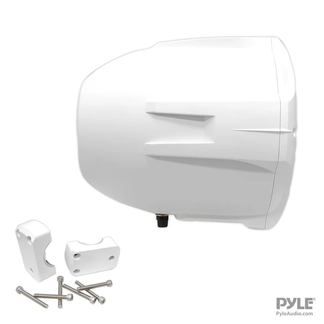 Alt view image 5 of 7 - Waterproof Marine Wakeboard Tower Speakers - 8in Dual Subwoofer Speaker Set and 1 Tweeter with 300 Watt Power - 2-Way Boat Audio Stereo System with Mounting Bracket - 1 Pair PLMRW85 (White)