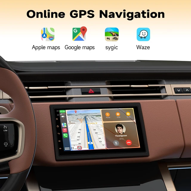 Alt view image 3 of 7 - Double Din Car Stereo - Wireless CarPlay & Android Auto, 7" HD Touchscreen Car Radio with Bluetooth,Voice Control, Backup Camera, Subwoofers, SWC, GPS Navigation (2+64GB)