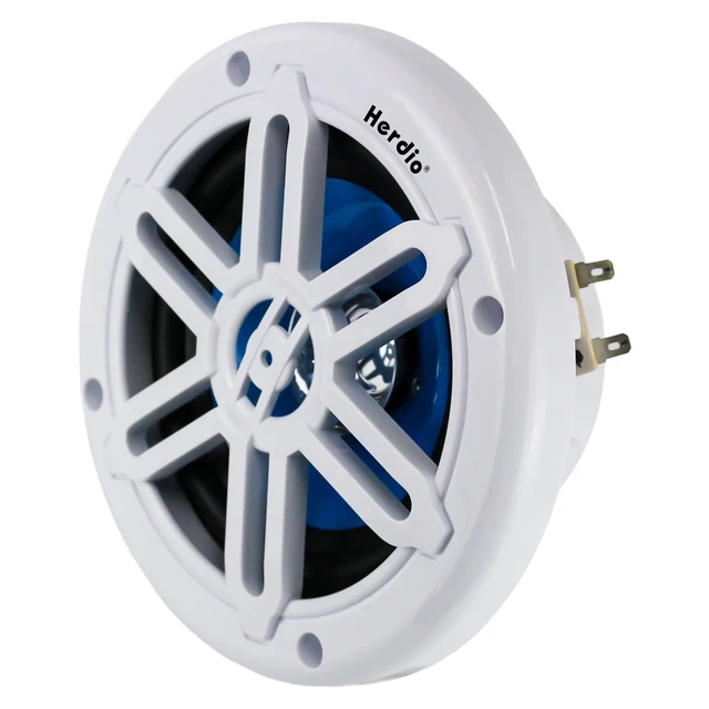 Alt view image 3 of 7 - 5.25" 250W Marine Speakers - IP66 Waterproof Coaxial Audio, with Blue LED Light for Boats, ATVs, UTVs with UV Resistant Black Grille (A Pair)