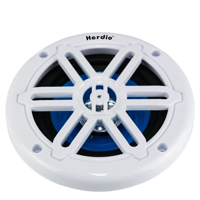 Alt view image 2 of 7 - 5.25" 250W Marine Speakers - IP66 Waterproof Coaxial Audio, with Blue LED Light for Boats, ATVs, UTVs with UV Resistant Black Grille (A Pair)