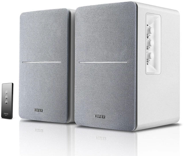 Main image of R1280T Powered Bookshelf Speakers - 2.0 Active Near Field Studio Monitor Speaker - White Enclosure - 42 Watts RMS