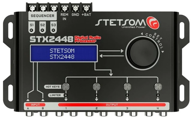 Main image of STX 2448 DSP PRO - Digital Signal Processor, DSP PRO, Equalizer, High Precision Crossover, Filters, Limiter, Digital Audio Processor 2.4, 2 inputs & 4 outputs
