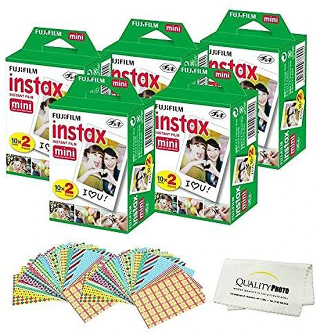 Main image of Instax Mini Instant Film Compatible with Instax Mini 8/9/11/12 Cameras Includes Frame Stickers and Quality Photo Microfiber Cloth (100 Prints)