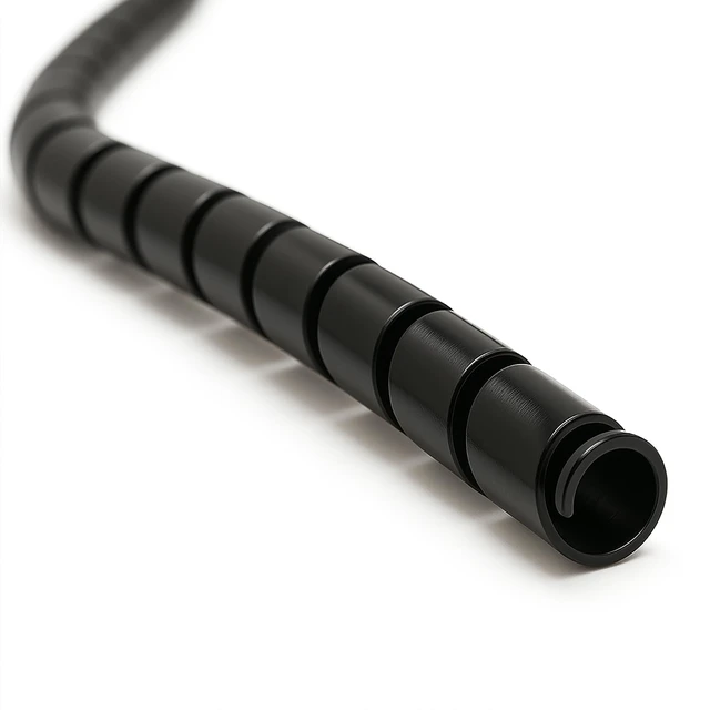 Main image of 1 Inch Heavy Duty Spiral Wrap HDPE Flexible Plastic Cable Sleeve Hose Protector 50 Feet - Black
