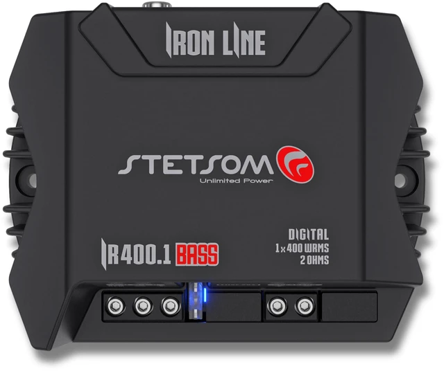 Main image of IR 400.1 BASS 2 Ohms - Iron Line Digital Sub Amplifier, 2 Stable, Mono Car Audio, 400 Watts RMS, Compact Digital Amplifier, Full Range Sound Quality, Crossover, Bass Boost, for Subwoofers