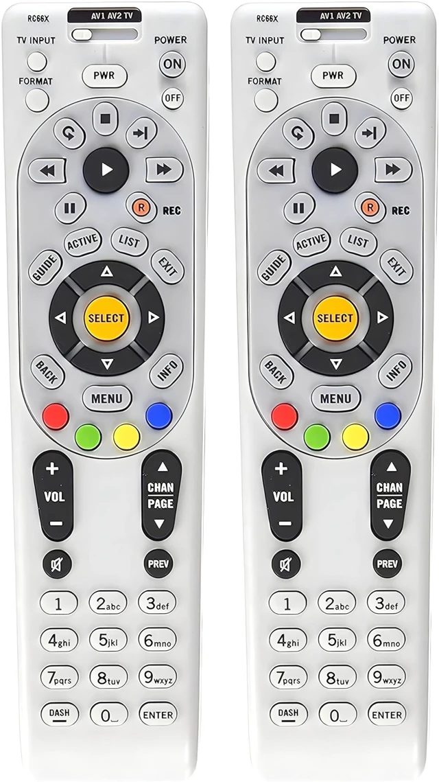 Main image of 2 Pack Buck AT&T DirecTV RC66RX IR/RF Universal Programmable Remote Control DirecTV Remote Control Replacement for R16, R22, H21, H22, H23, H24, HR21, HR22, HR23, HR24, HR34, and C31 Receiver