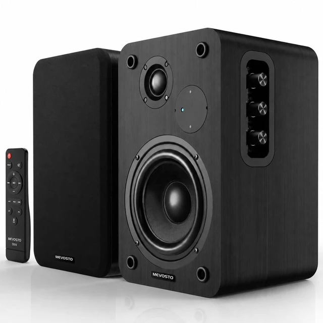 Main image of Active Bookshelf Speakers 36W RMS - BT 5.4 Wireless Speaker with 5 Inch Woofer, Silk Dome Tweeter PC Speakers - USB Digital Audio Studio Monitors Bass & Treble Adjust AUX Input for Record Player TV