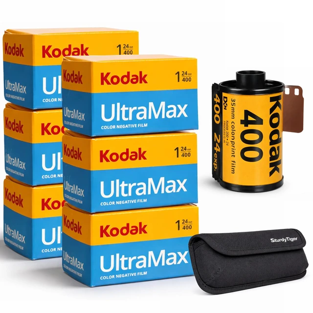 Main image of Kodak Ultramax 400 35mm Film Roll (24 Exposures) 6 Rolls + Sturdy Tiger Film Storage Case