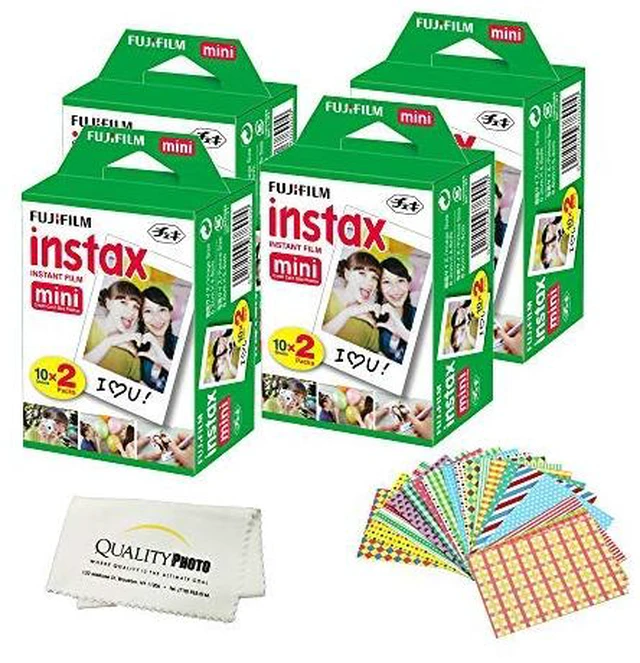 Main image of Instax Mini Instant Film Compatible with Instax Mini 8/9/11/12 Cameras Includes Frame Stickers and Quality Photo Microfiber Cloth (80 Prints)