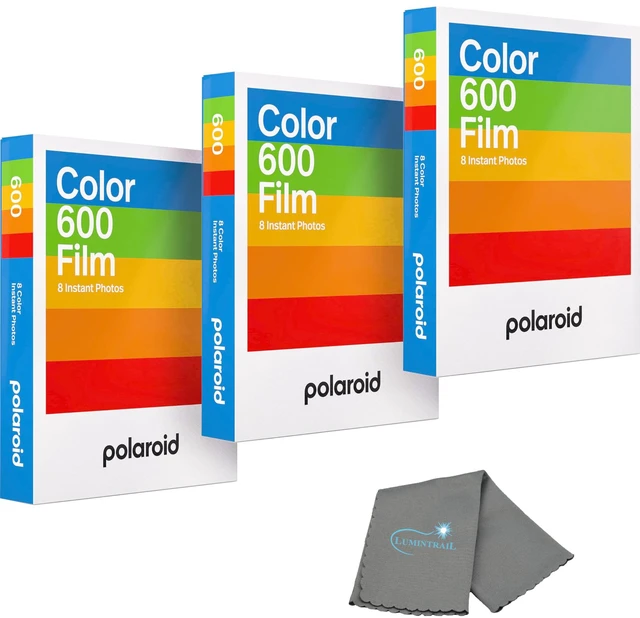 Main image of 3 Pack Color Instant Film for 600 and i-Type Cameras, 24 Photos Bundle with a Cleaning Cloth