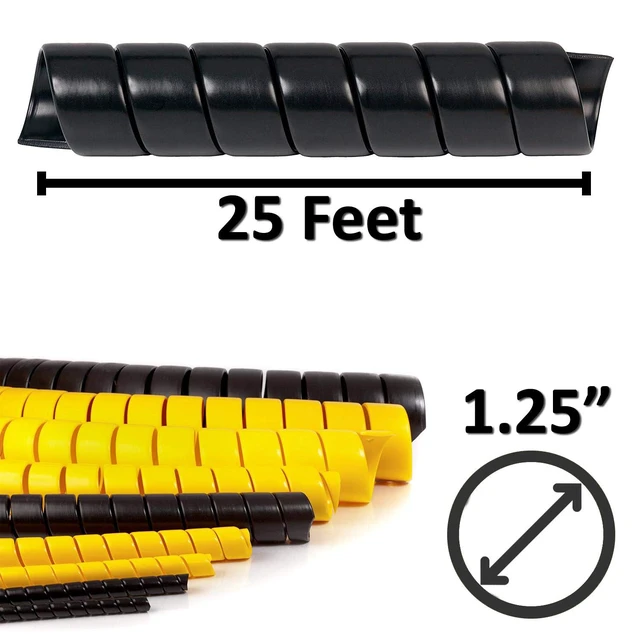 Alt view image 3 of 4 - 1.25 Inch Heavy Duty Spiral Wrap HDPE Flexible Plastic Cable Sleeve Hose Protector 25 Feet - Black