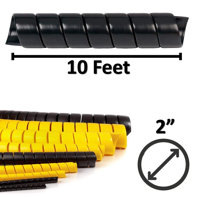 Alt view image 3 of 4 - 2 Inch Heavy Duty Spiral Wrap HDPE Flexible Plastic Cable Sleeve Hose Protector 10 Feet - Black