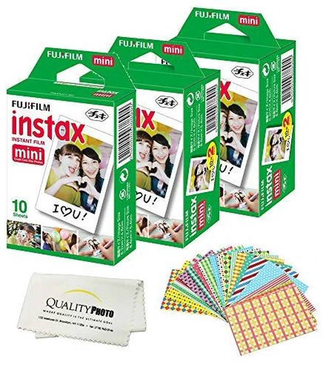 Main image of Instax Mini Instant Film Compatible with Instax Mini 8/9/11/12 Cameras Includes Frame Stickers and Quality Photo Microfiber Cloth (50 Prints)