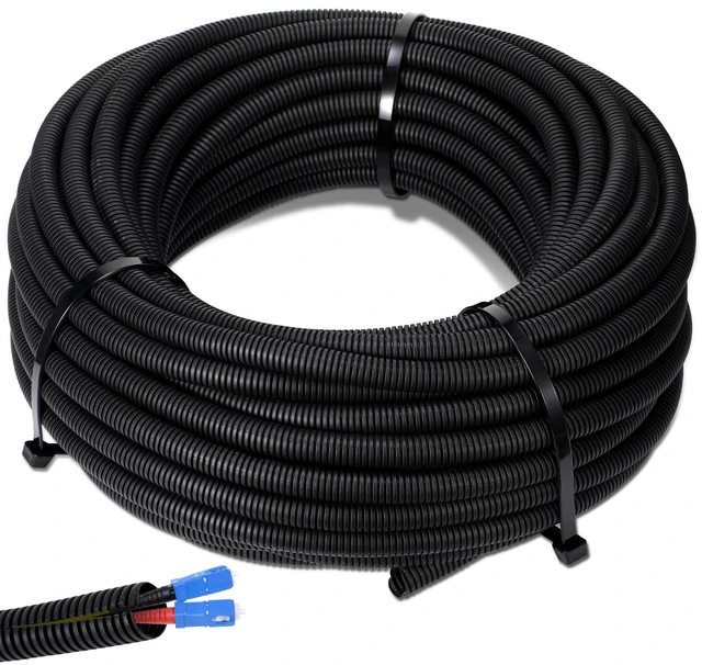 Main image of 1/2" X 500 ft Split Wire Loom Cord Protector Tubing Split Conduit Protector Tubing Convoluted Tube Flexible Electrical Wire Cover Protective Sleeves(Black)