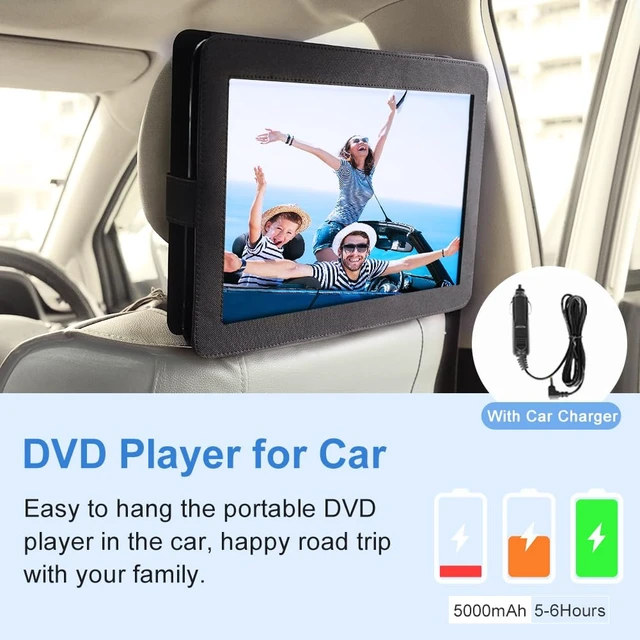 Alt view image 3 of 7 - 16.9" Portable DVD Player with 14.1" HD Screen, USB/SD Card 5-6 Hour Battery, Support Multiple Disc Formats, Sync TV, Powerful Dual Speakers, for Kids & Car, Black