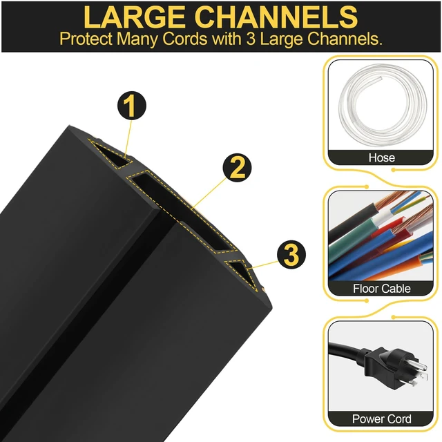 Alt view image 3 of 4 - 30FT Floor Cord Cover Heavy Duty Cable Cover Protector with 3 Channels Extension PVC Floor Wire Cover Outdoor Cord Hider Management Cord Cover for Wire on Floor for Home Office Outdoor