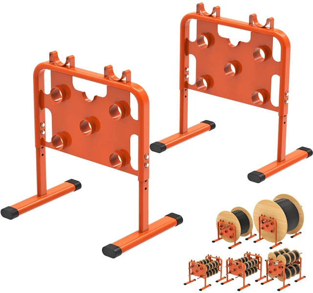 Main image of Heavy-Duty Adjustable Wire Dispenser Professional Welded Steel Wire Spool Rack, Portable Cable Caddy for Spools Up to 33" in Diameter, Supports 800 lbs