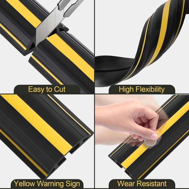 Alt view image 4 of 4 - 30FT Floor Cord Cover Heavy Duty Cable Cover Protector with 3 Channels Extension PVC Floor Wire Cover Outdoor Cord Hider Management Cord Cover for Wire on Floor for Home Office Outdoor