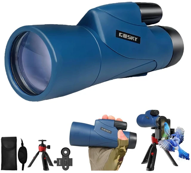 Main image of Monoculars Telescope, 12x55 HD Monocular for Adult with BAK4 Prism & FMC Lens, Lightweight Monocular with Smartphone Adapter Suitable for Bird Watching Hunting (Blue)