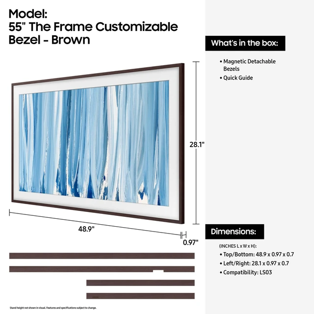 Alt view image 2 of 7 - 55" The Frame Customizable Bezel (2026 Model), Magnetic, Easy Installation, VG-SCFH55BWBZA, Modern Brown