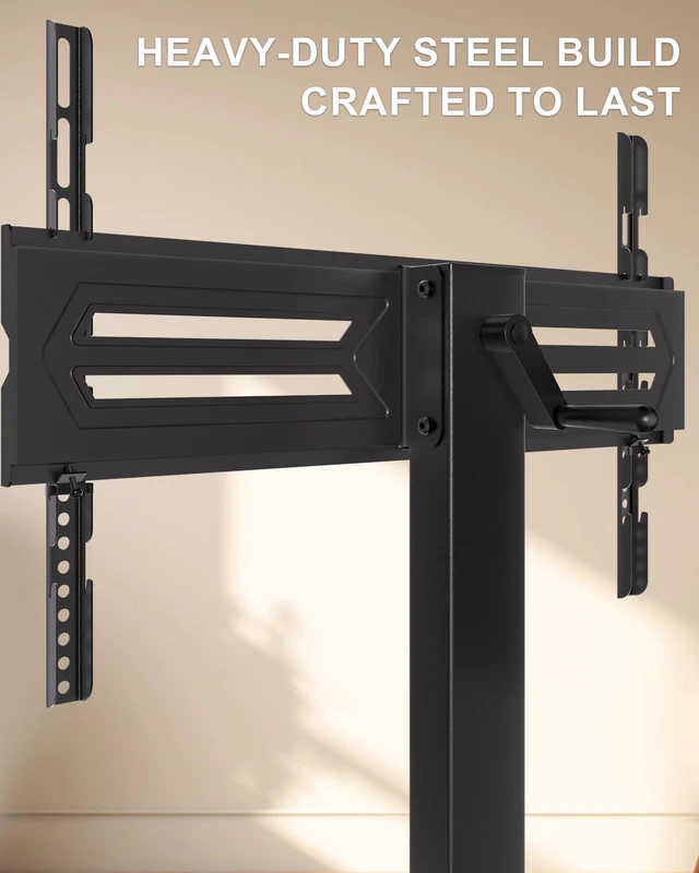 Alt view image 7 of 7 - Rolling TV Stand with Hand Crank Lift, Mobile Tall Television Stand Mount on Wheels for 30-70 TVs up to 110 lbs, Swivel Height Adjustable TV Cart with Wood Base for Bedroom(TVDVD-7MR), Black