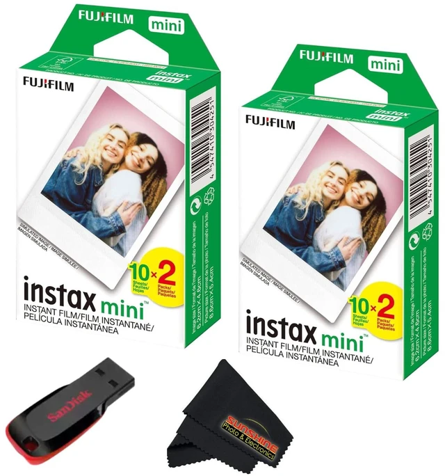 Main image of Instax mini Instant Daylight Film (Twin Packs + 32 GB USB Flash Drive) with Sunshine Photo Microfiber Cleaning Cloth... (2 Twin Packs + 32 GB USB Drive)