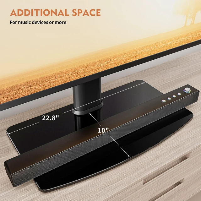 Alt view image 7 of 7 - Universal Swivel TV Stand/Base Table Top Stand 40 to 86 inch TVs 110 Degree Swivel, 5 Level Height Adjustable, Heavy Duty Tempered Glass Base, Holds up 132lbs Screens, HT04B-003