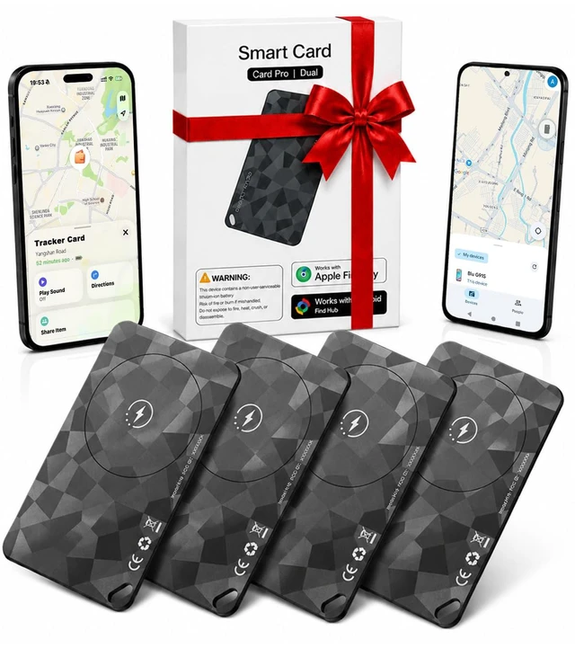 Main image of (4 Pack) 2026 Wallet Tracker Card (iOS and Android) Slim Tracking Card, 6-12 Years Battery Bluetooth Smart Card, Work with Apple Find My & Google Find Hub, GPS Locator for Passports, Keys, Backpack
