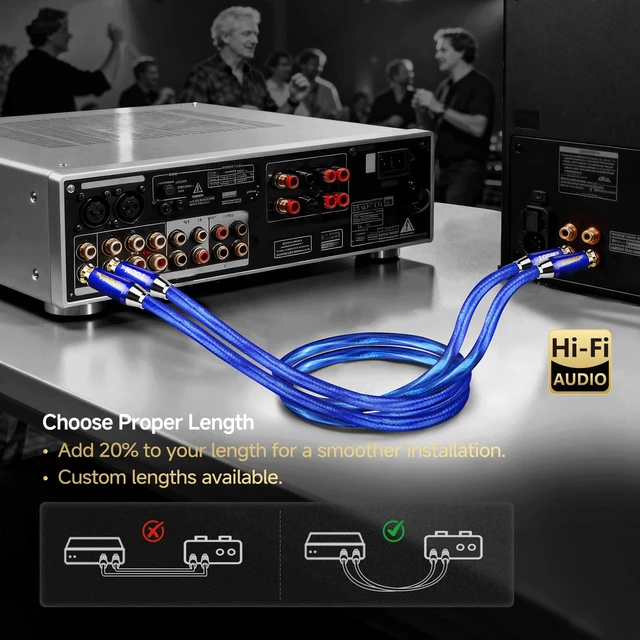 Alt view image 7 of 7 - Audiophile RCA Cables with Silver-Plated-OCC, Triple Shielded, 1.64ft | Treble Resolution, Noise Reduction, RCA Male to RCA Male, 24K Gold-plated Plug, Left and Right Channel