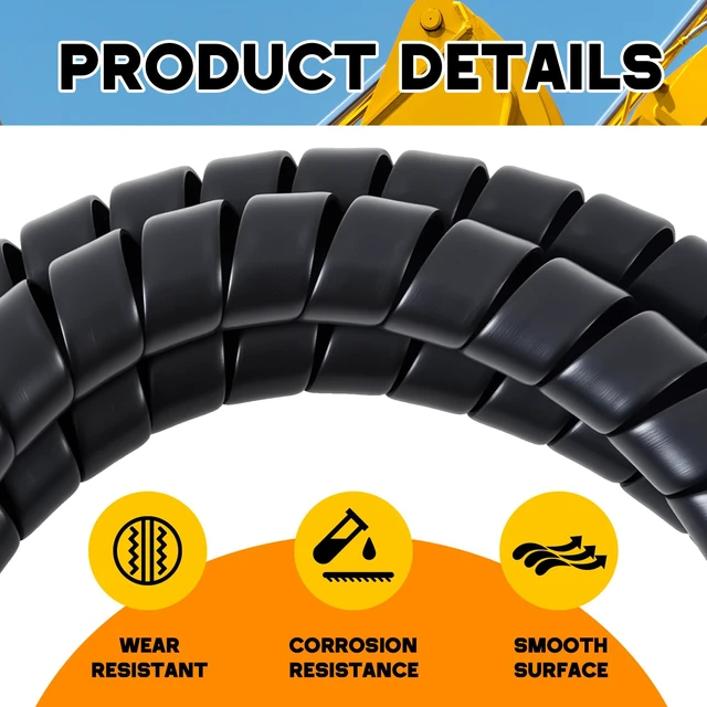 Alt view image 2 of 7 - 3 Pcs Spiral Wrap Cable Protector, Safe 1/4"+ 3/4"+1/2" Od x 100 FT Pre Cut Lengths Hydraulic Hose Protector Wrap to Avoid Wear and Extend Life for Hydraulic Pneumatic Hoses (Black)